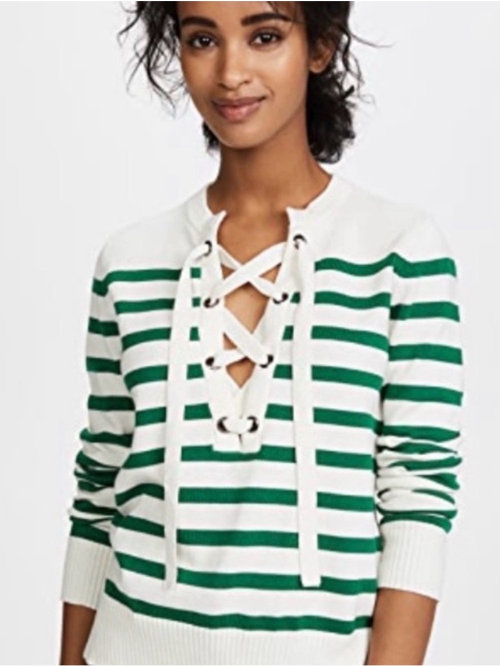 Rebecca Minkoff Green & White Stripe Sweater